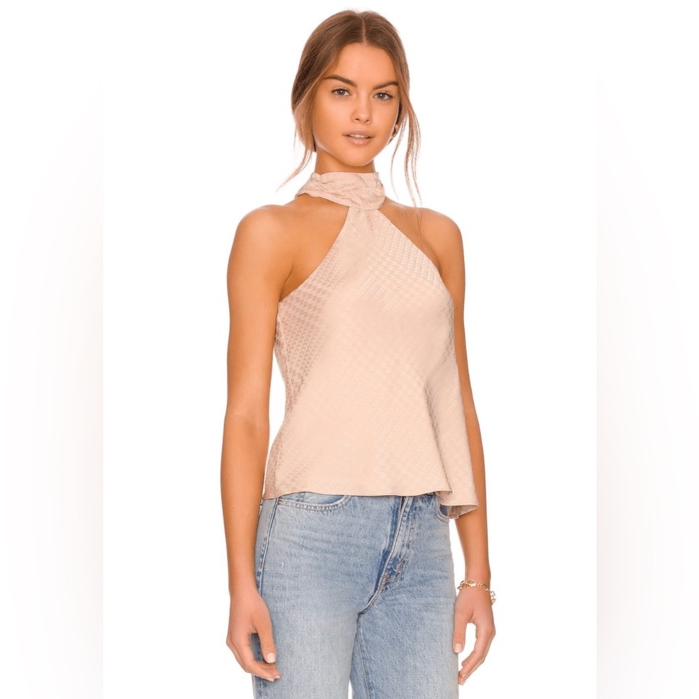 NEW Heartloom Riley Top Beige Halter Blouse Lined Halter Button Closure Small